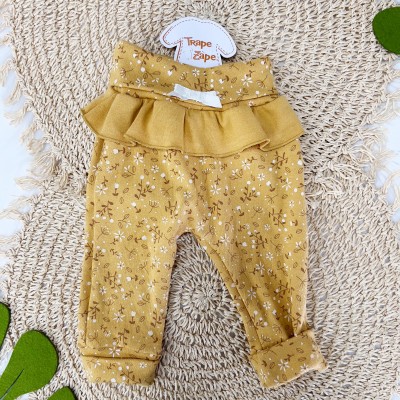 Conj. de Malha 3 peças Poodle com Lacinho Amarelo - Mostarda e Off White